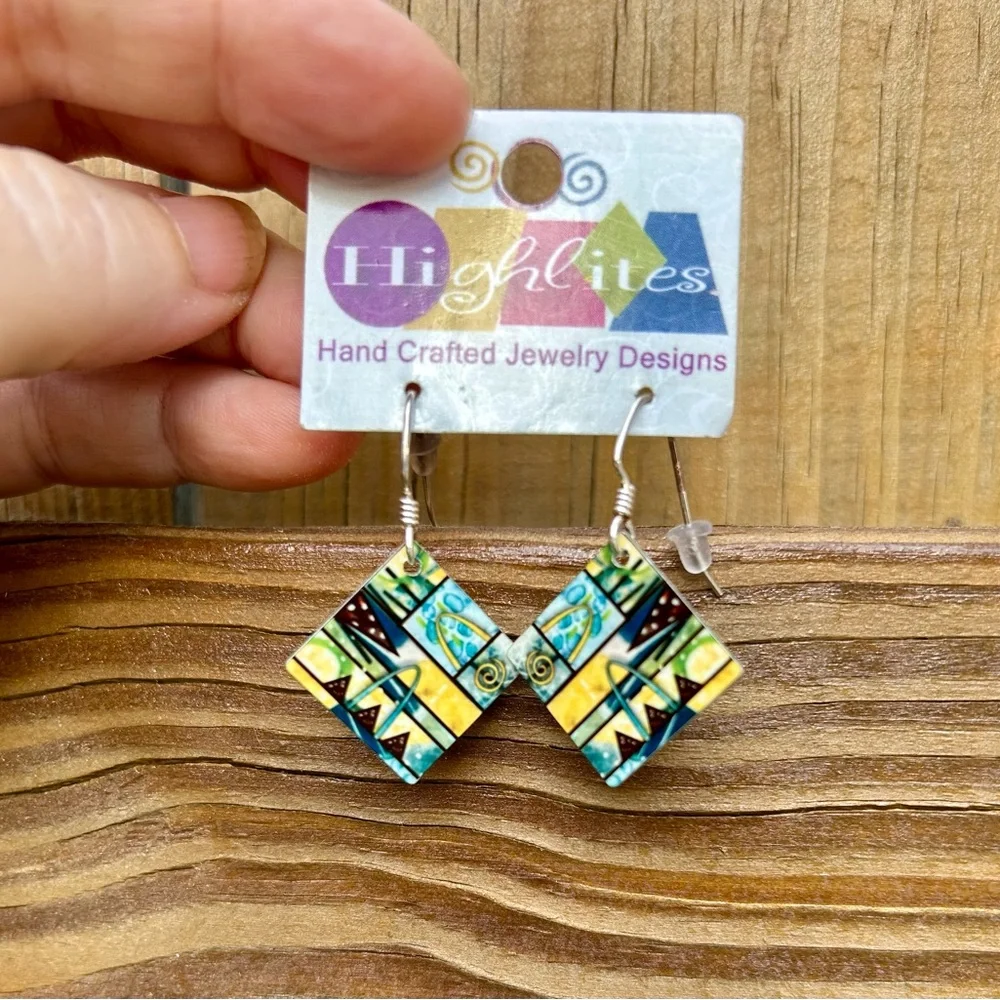 Handcrafted Geometric Earrings Dangle New